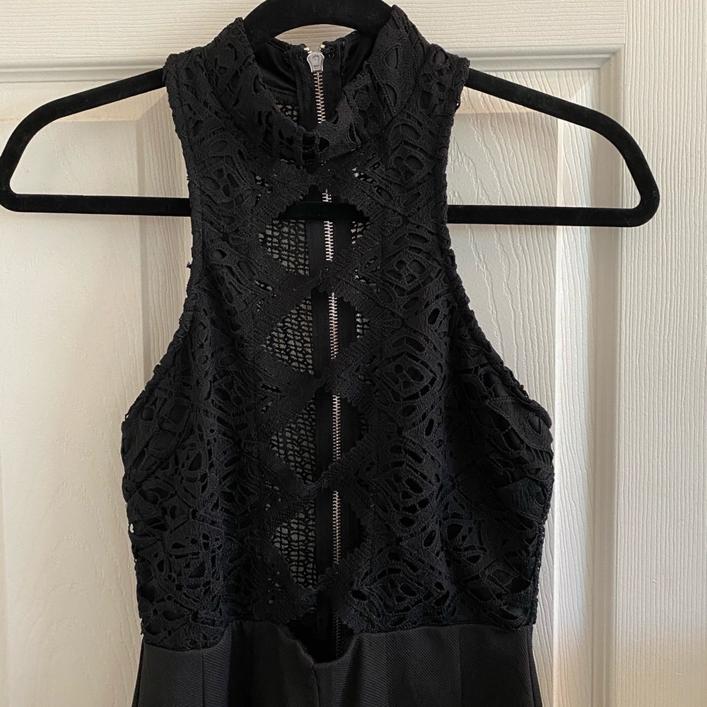 LF Rumor Boutique Black Crochet Romper